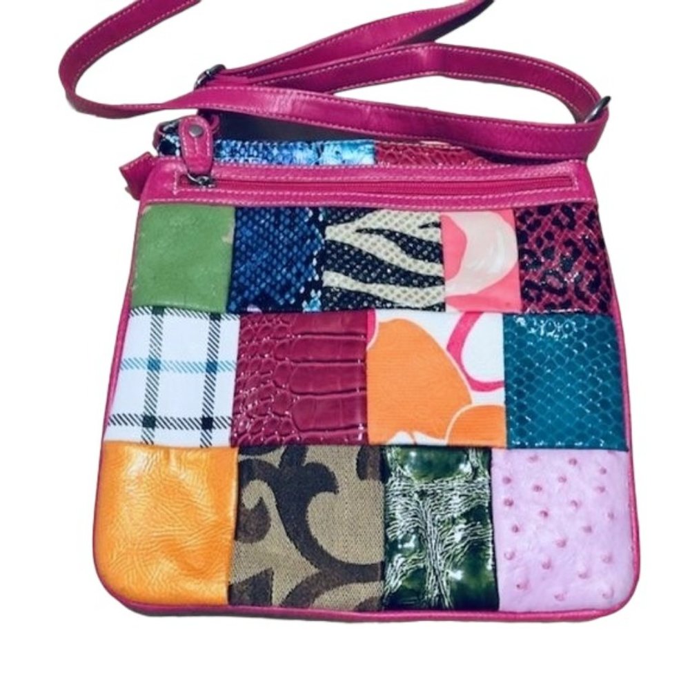 Flat Patchwork Faux Leather Shoulder Bag - image 2